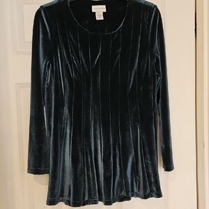 Soft Surroundings Blue and Green Ribbed Blouse Tunic